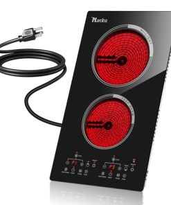 Nardea Placa de cocción eléctrica de 2 quemadores 110V,