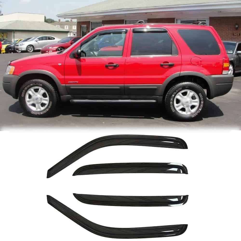 Deflector de ventana lateral resistente al -Negro