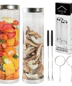 Set de Cestas de Parrilla Rodantes de Acero Inoxidable