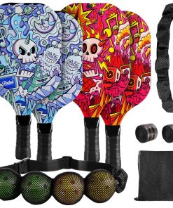 Set de 4 Paletas de Pickleball con 4 Paletas de Madera