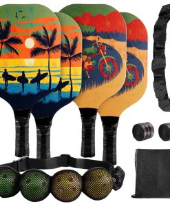Set de 4 Palas de Pickleball con 4 Palas de Madera Premium