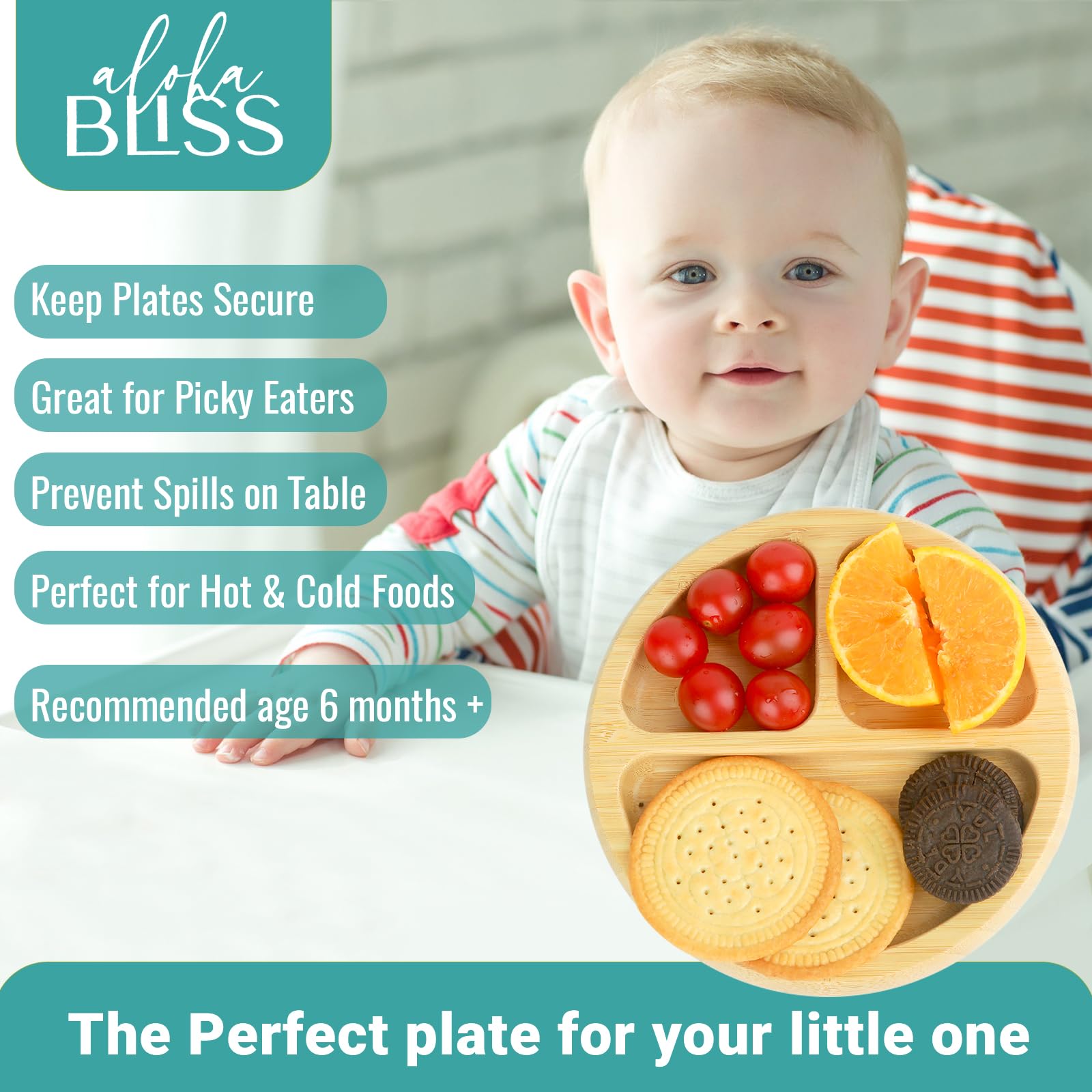 3 Platos de succión de bambú para bebés y niños pequeños - - Imagen 6