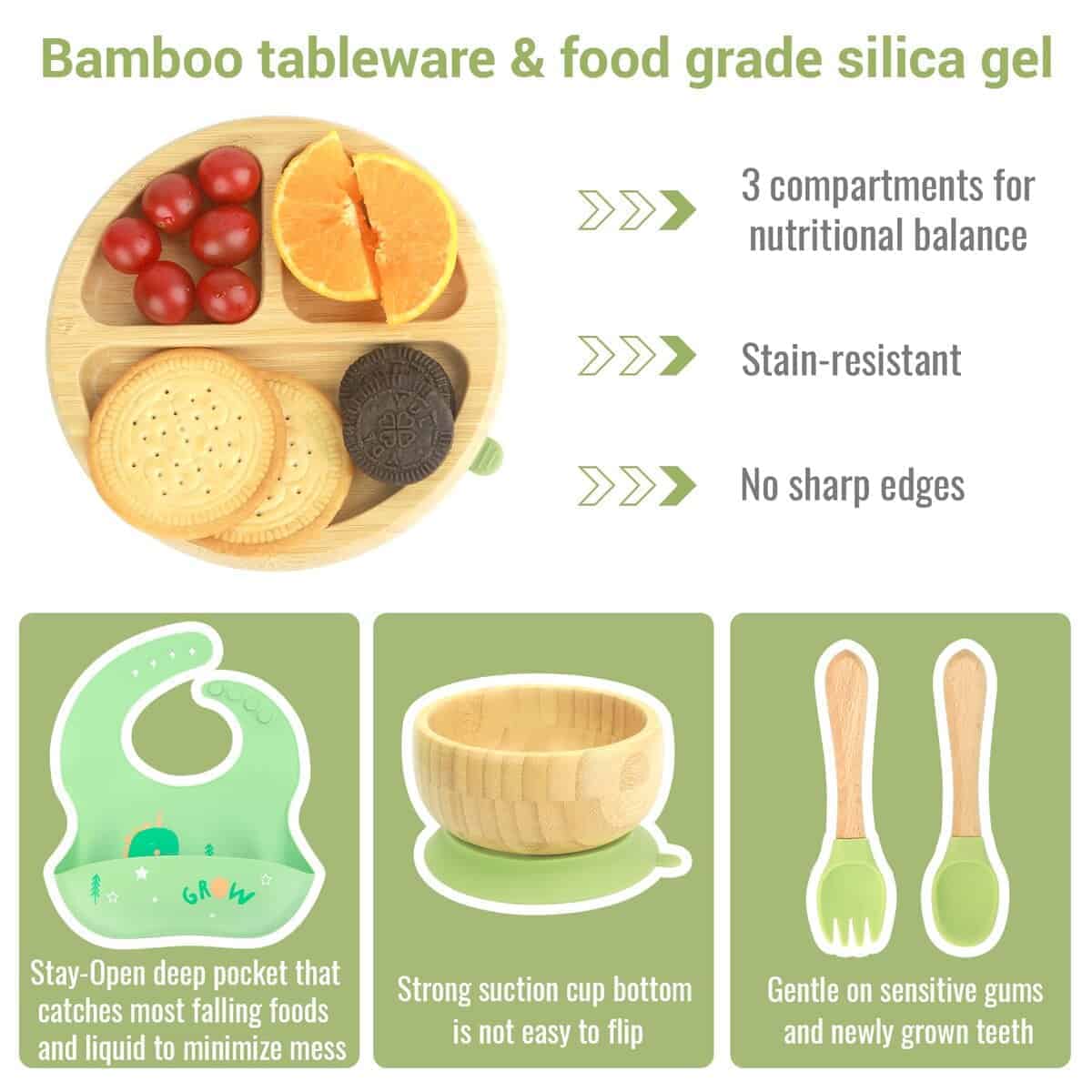 Set de Platos de Bambú alohaBliss para Bebés - Platos con - Imagen 5