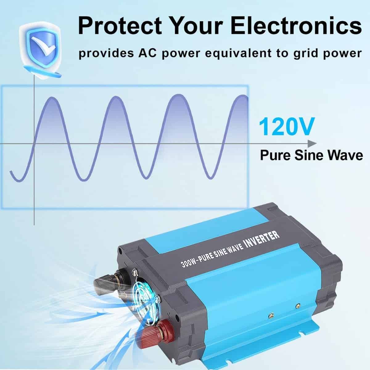 Inversor de onda sinusoidal pura iSunergy 300W 12V DC a - Imagen 5