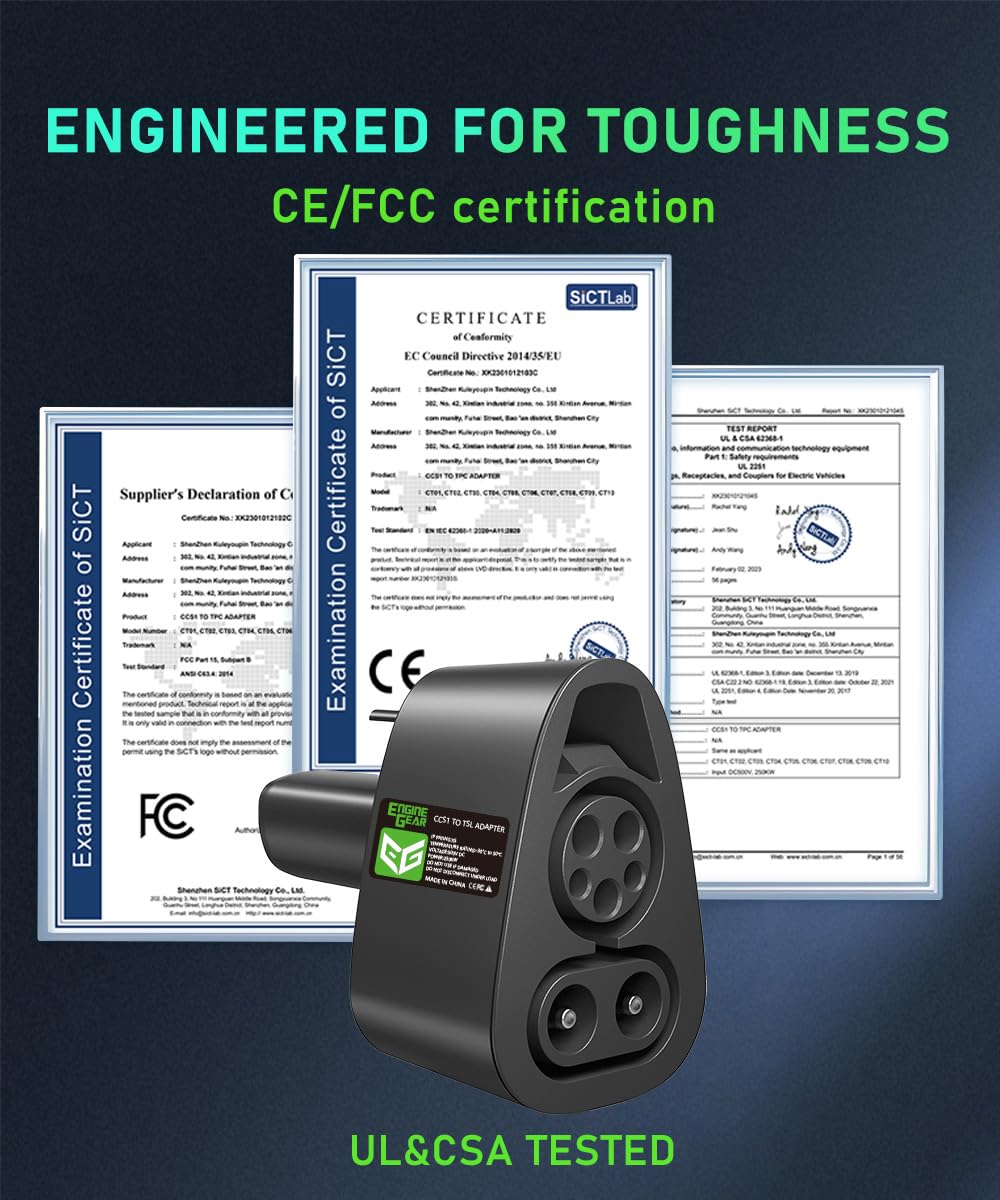 Adaptador de cargador EngineGear CCS a Tesla Max 250KW 500A - Imagen 6