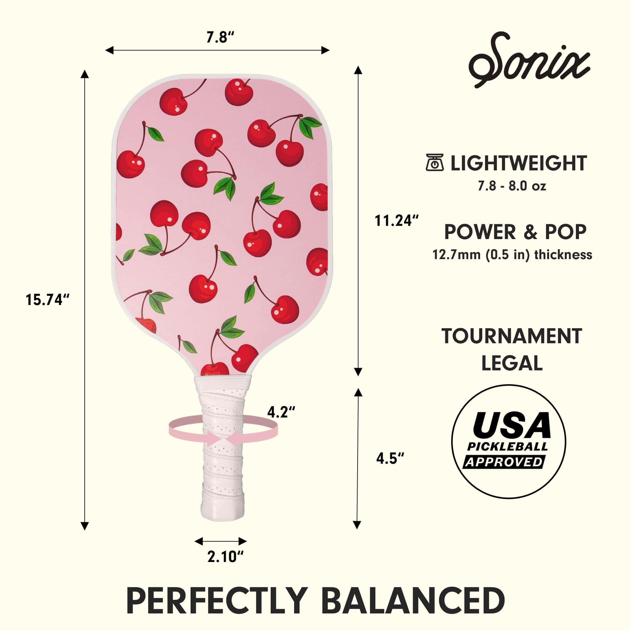 Set de 4 Palas de Pickleball Sonix | Aprobado -Cherry on Top - Imagen 5