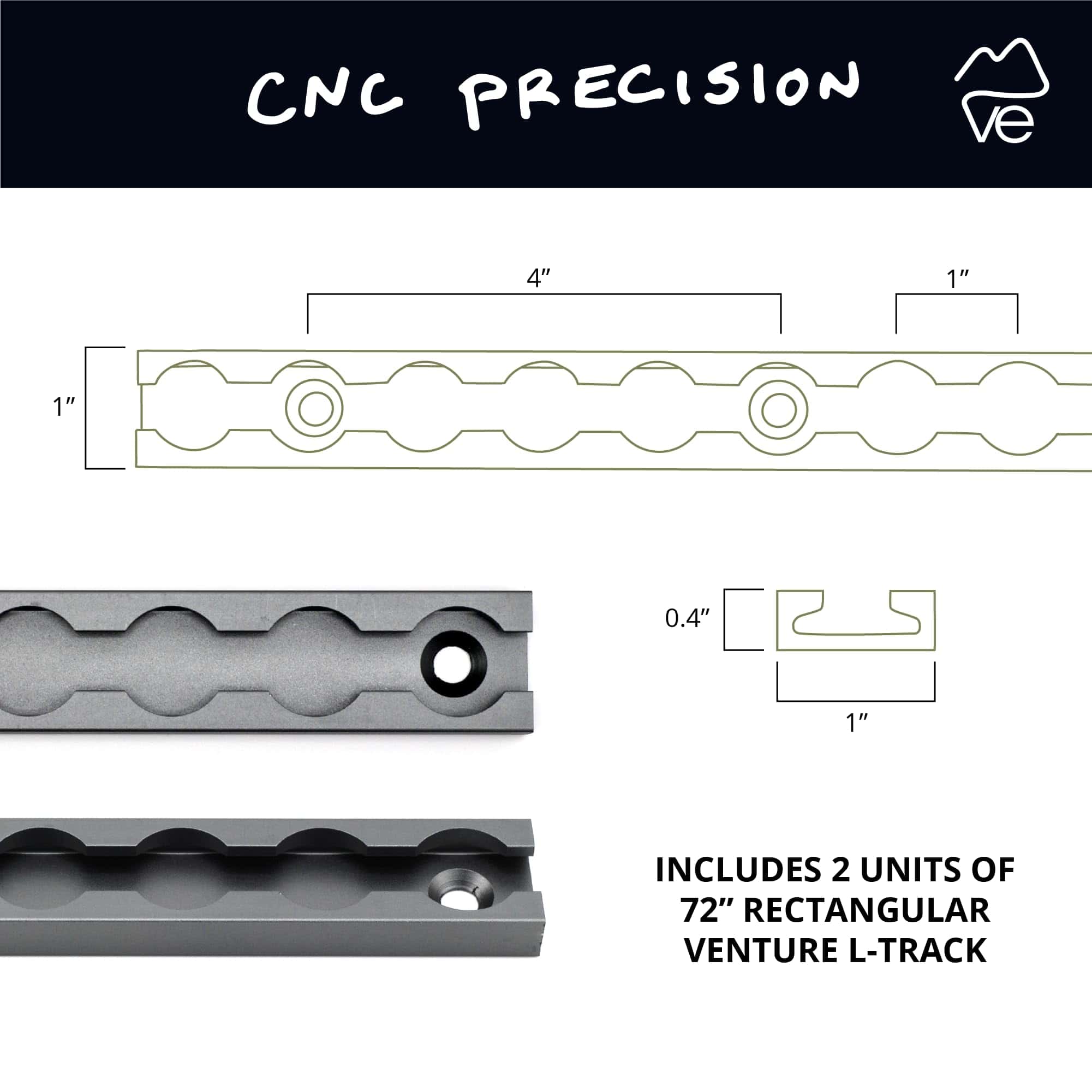 Pista L-Track Venture Track T-6 de Aluminio Gris Anodizado - Imagen 4