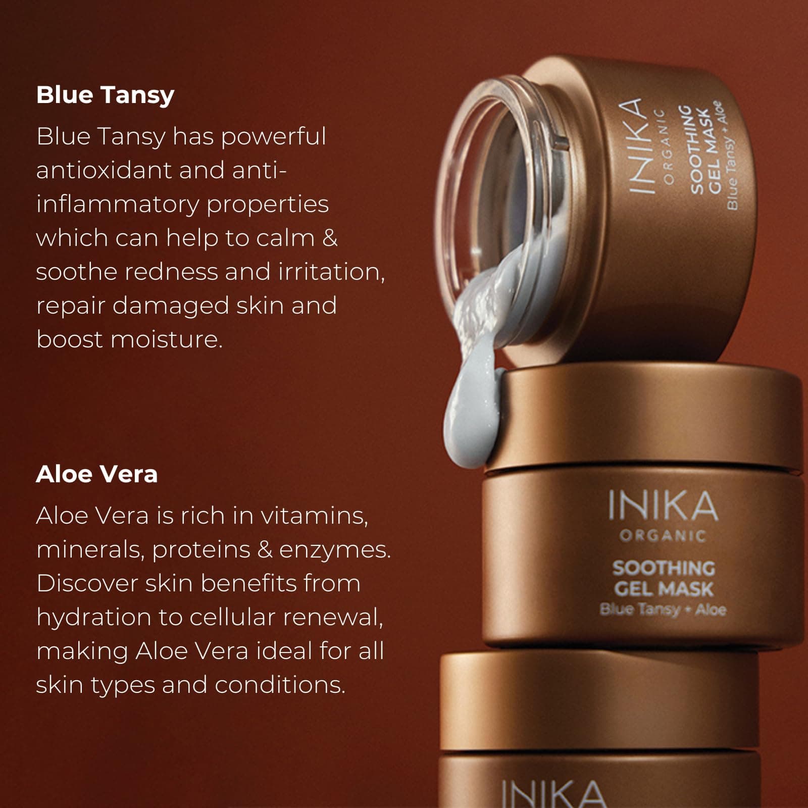 Mascarilla de Gel Calmante Orgánica INIKA 50mL - Imagen 4