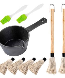 Set de Cepillo Mop para Barbacoa y Olla de Salsa de Hierro