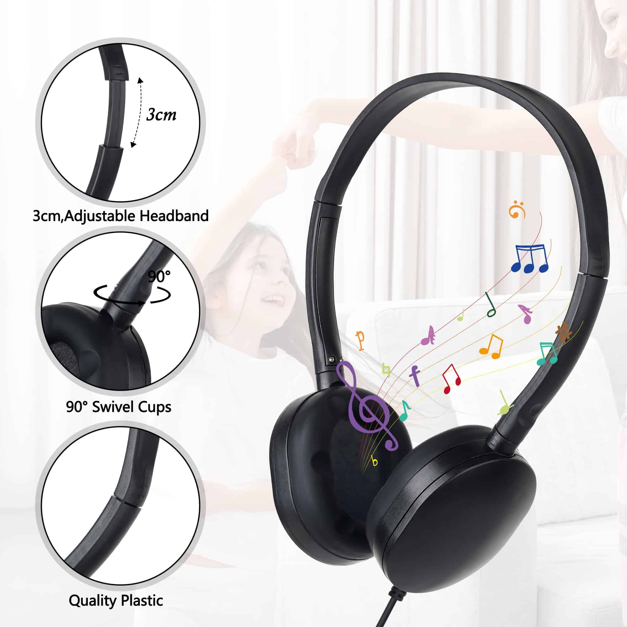 Auriculares para niños a granel TJZXGUI 24 Pack para salón - Imagen 3