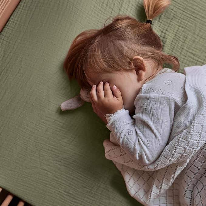 Sábanas de cuna - Sábana ajustable de -Fog/Sage Green - Imagen 5