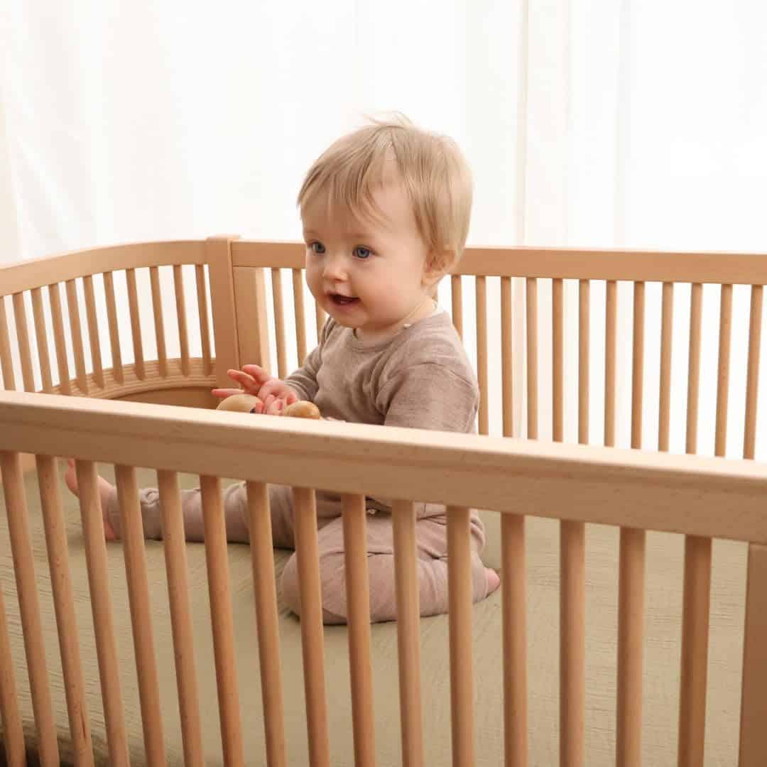 Sábanas de cuna - Sábana ajustable de -Fog/Sage Green - Imagen 8