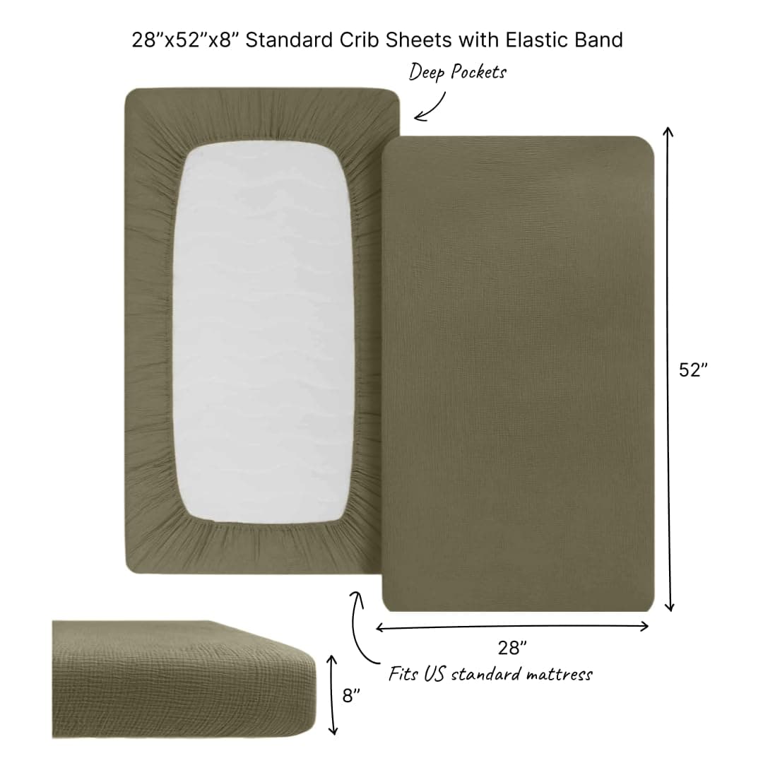 Sábanas de cuna - Sábana ajustable de -Fog/Sage Green - Imagen 6