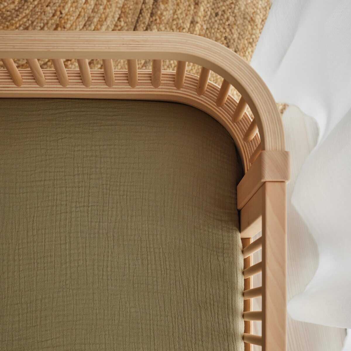 Sábanas de cuna - Sábana ajustable de -Fog/Sage Green - Imagen 9