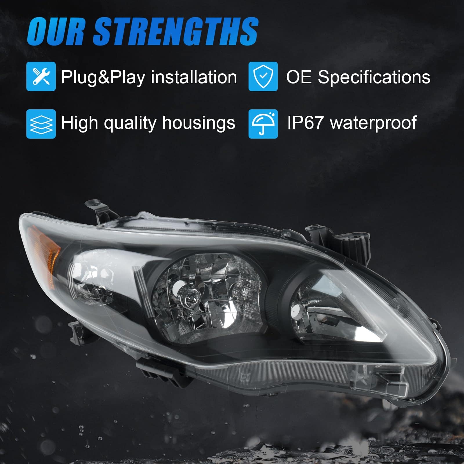 Ensamblaje de Faro Negro SHELITA Compatible con Toyota - Imagen 3