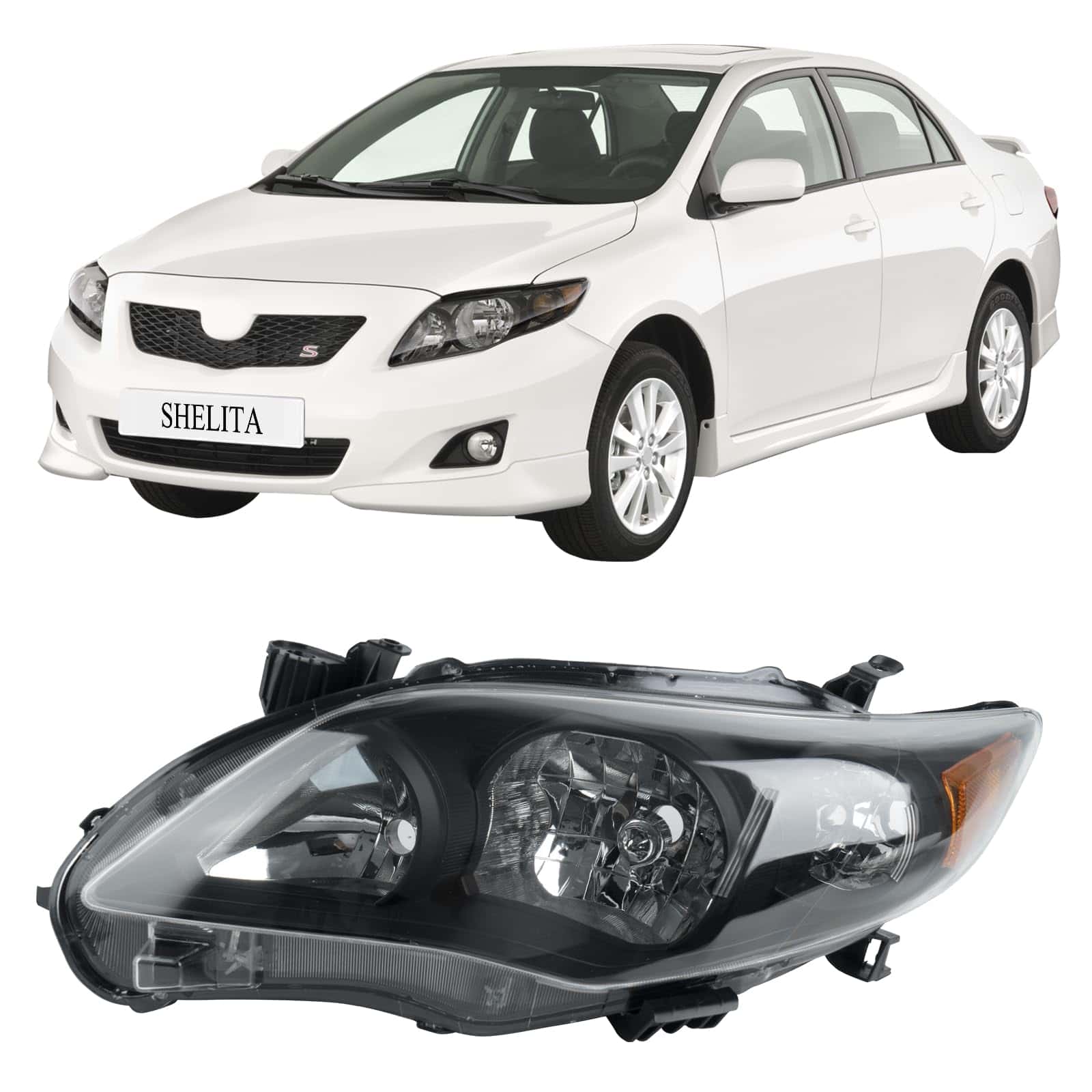 Ensamblaje de Faro Negro SHELITA Compatible con Toyota