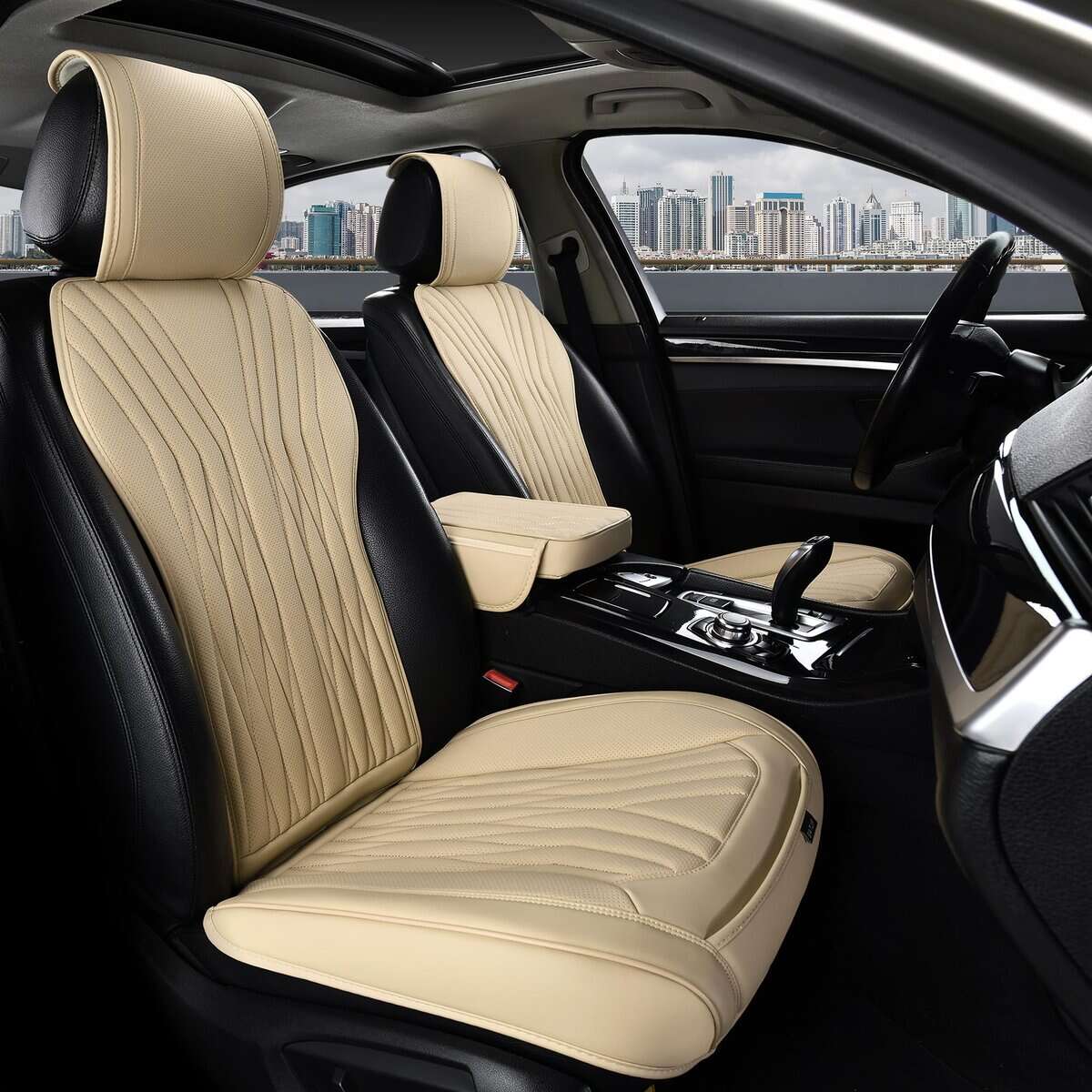 Funda de asiento delantero de cuero BWTJF Pack de 2,