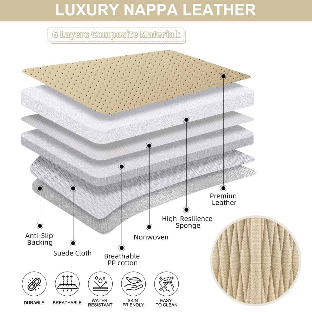 Funda de asiento delantero de cuero BWTJF Pack de 2, - Imagen 5