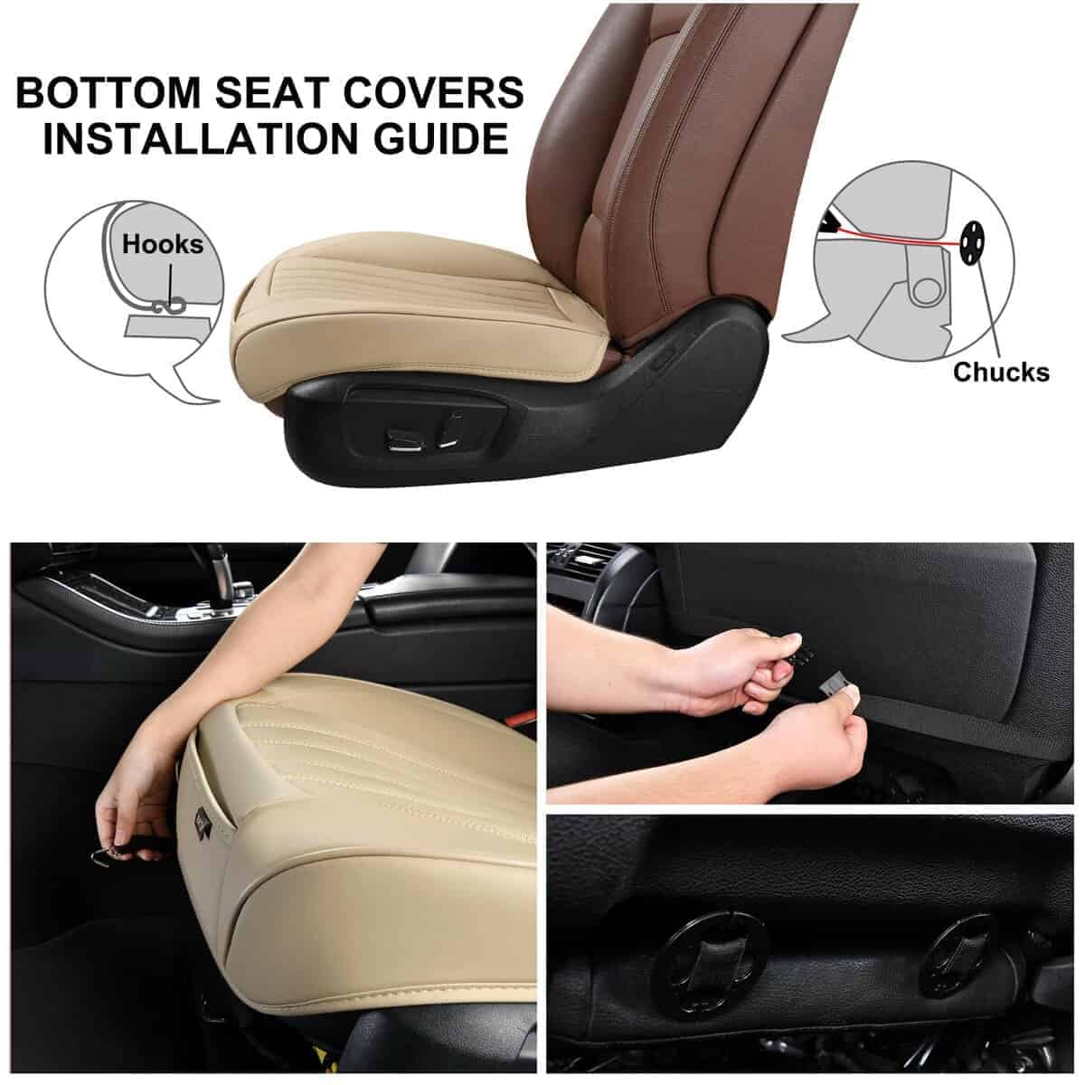 Funda de asiento delantero de cuero BWTJF Pack de 2, - Imagen 7