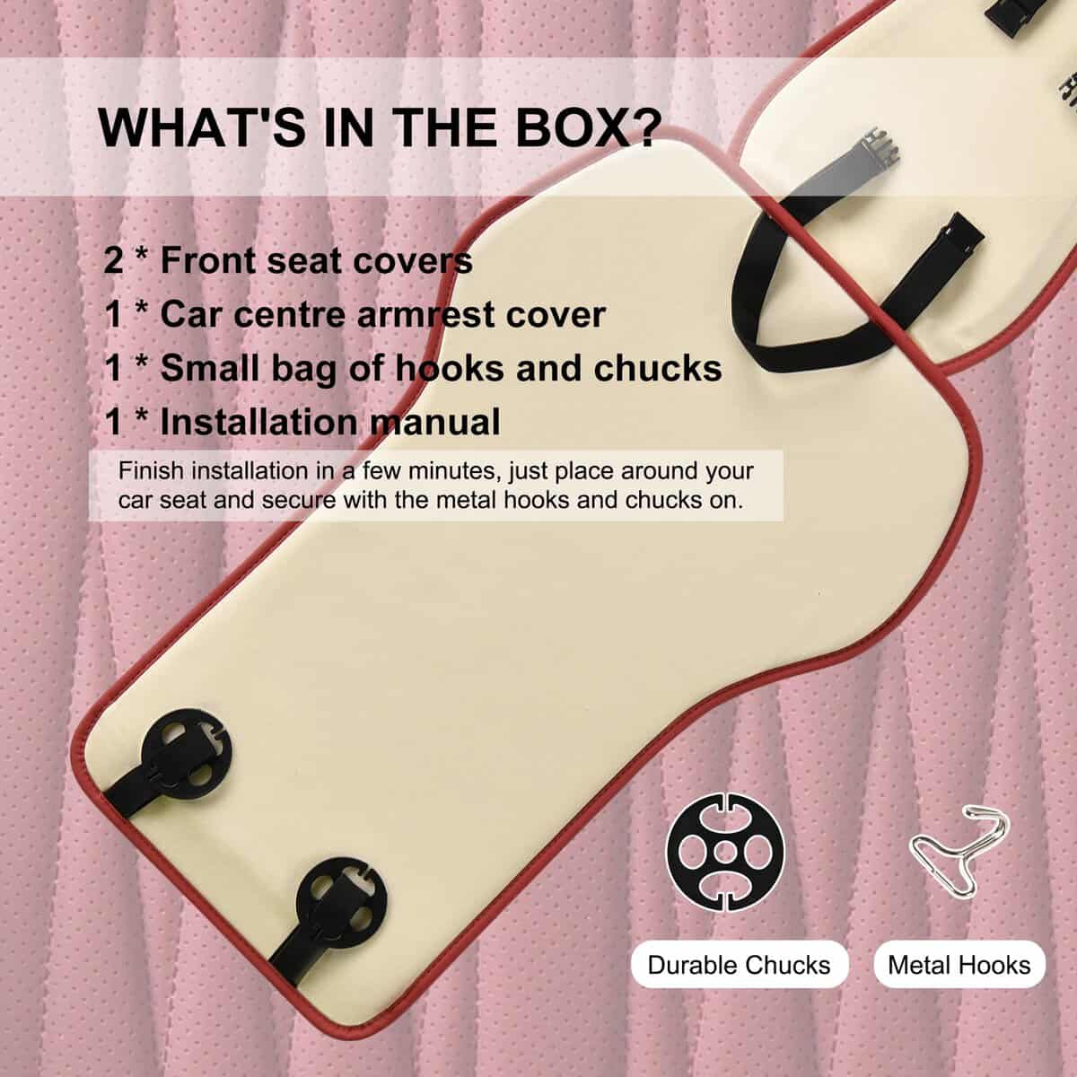 Cubiertas de asiento delantero de cuero BWTJF color rojo - Imagen 9