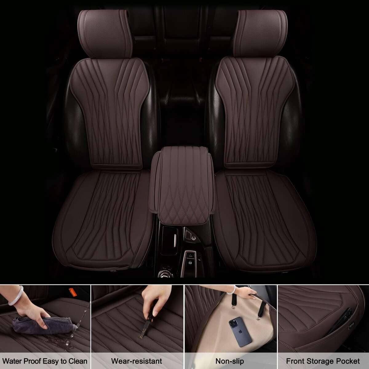 Fundas de asiento delanteras de cuero BWTJF, protectores de - Imagen 3