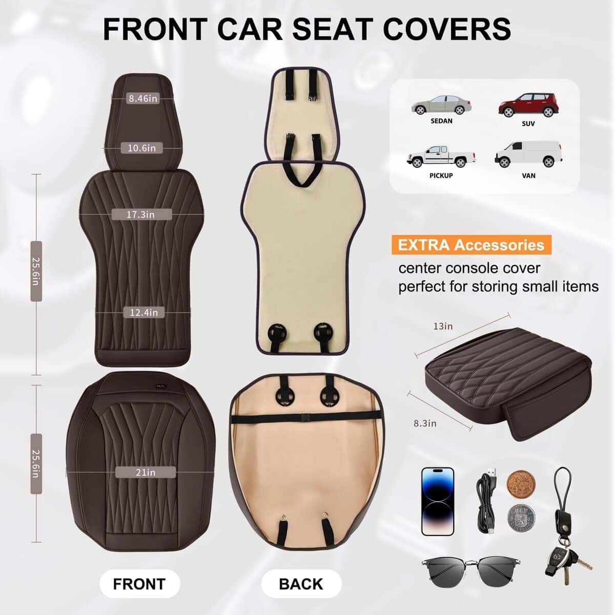 Fundas de asiento delanteras de cuero BWTJF, protectores de - Imagen 4