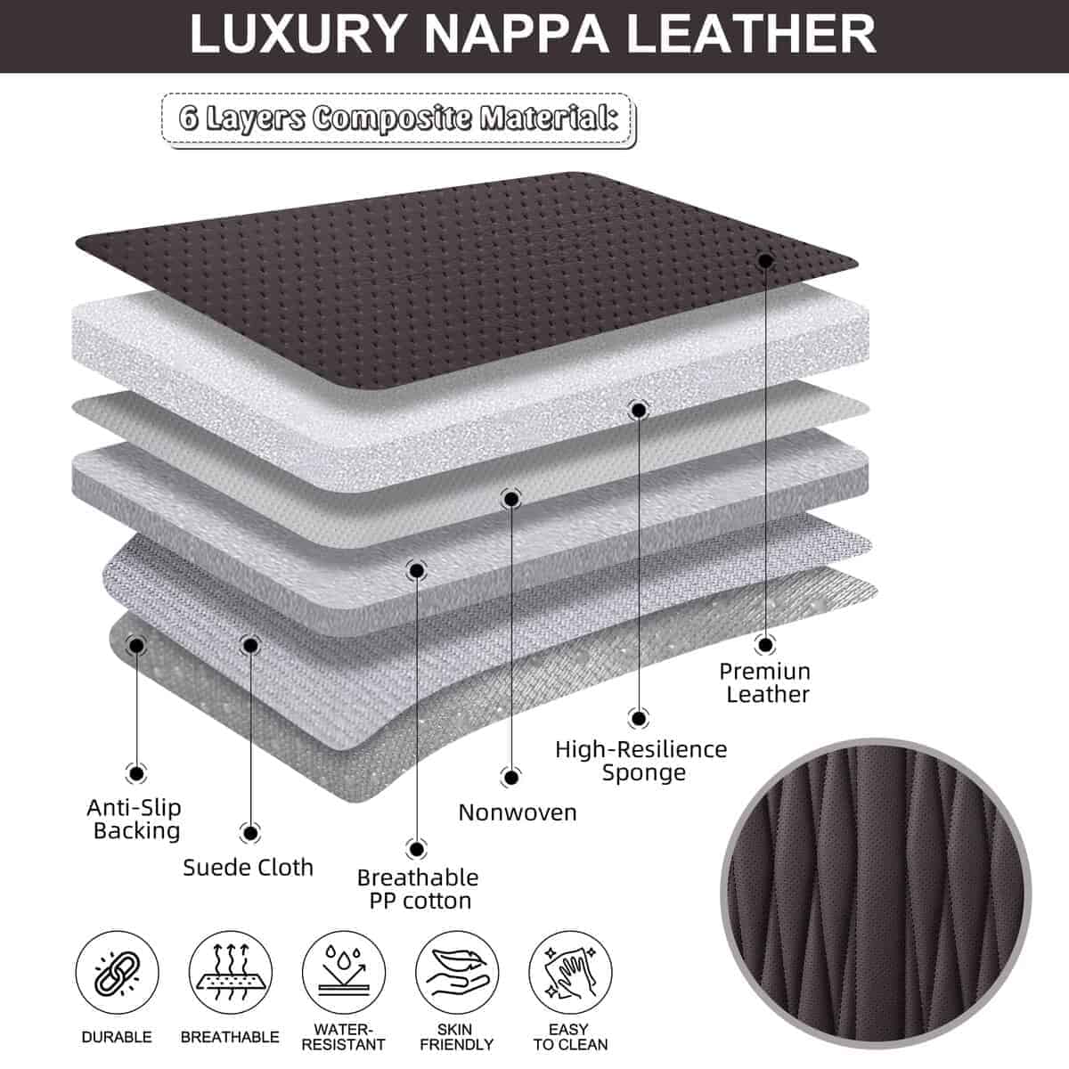 Fundas de asiento delanteras de cuero BWTJF, protectores de - Imagen 6