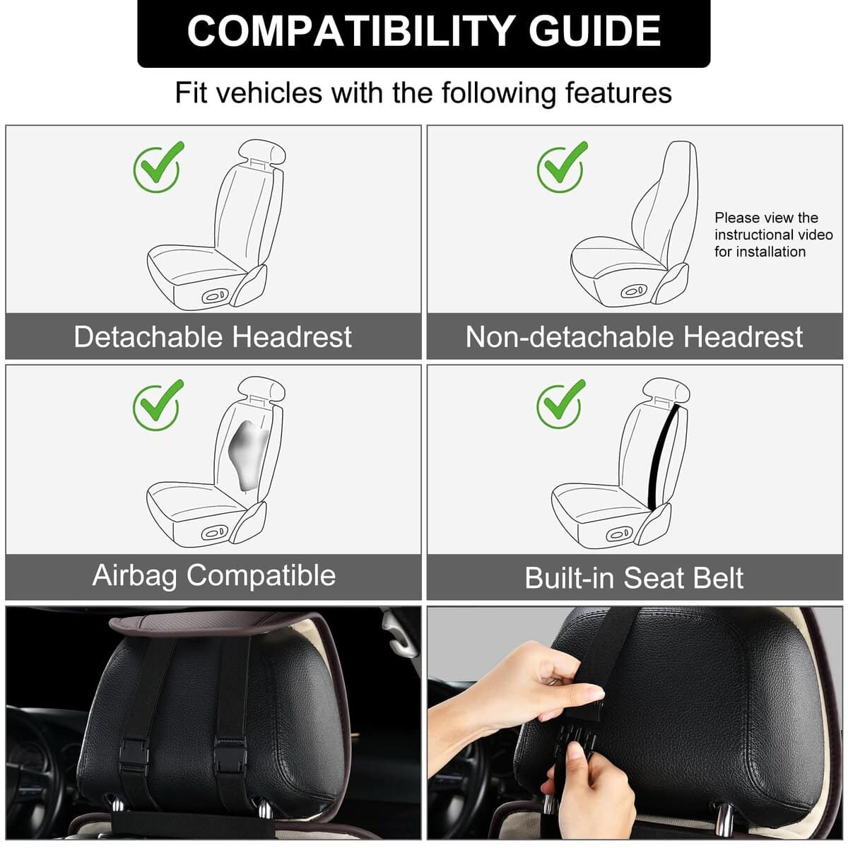 Fundas de asiento delanteras de cuero BWTJF, protectores de - Imagen 8