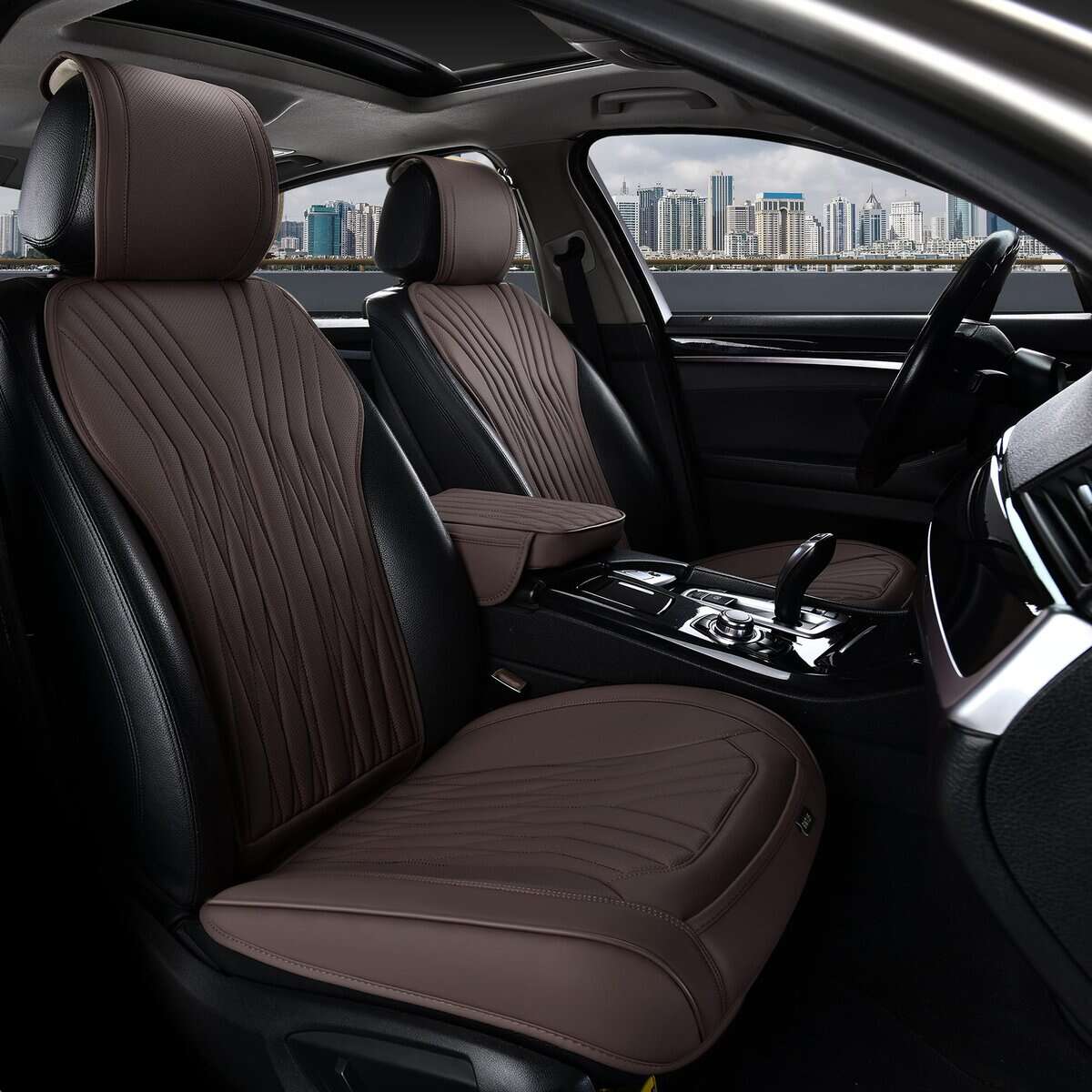 Fundas de asiento delanteras de cuero BWTJF, protectores de