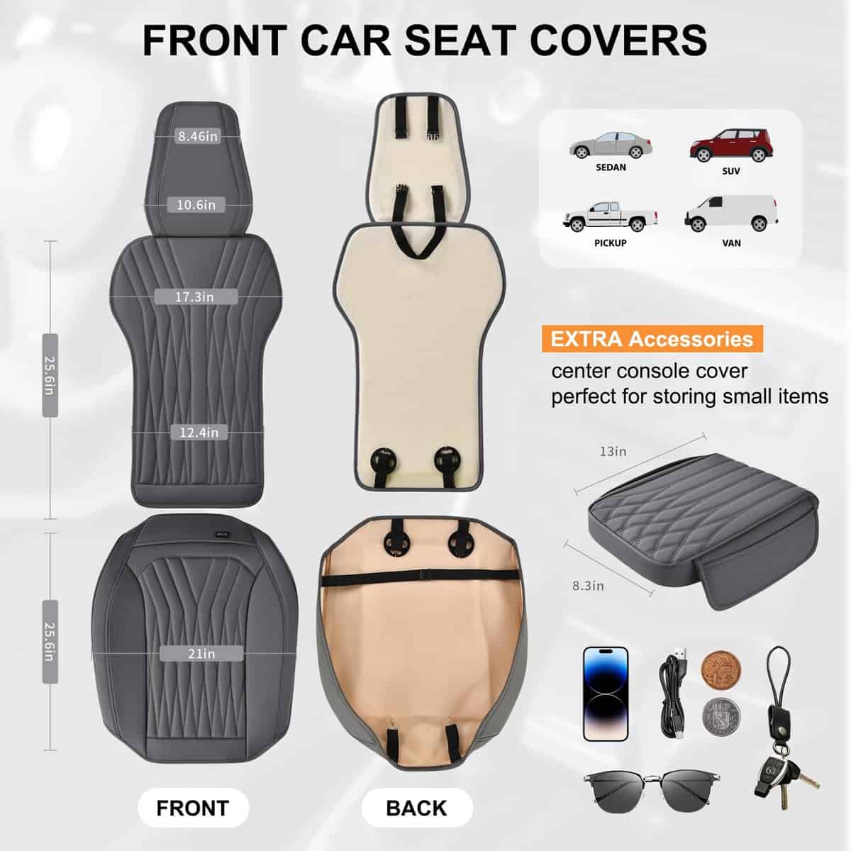 Cubre Asientos de Coche Delanteros de Cuero BWTJF, Juego de - Imagen 4