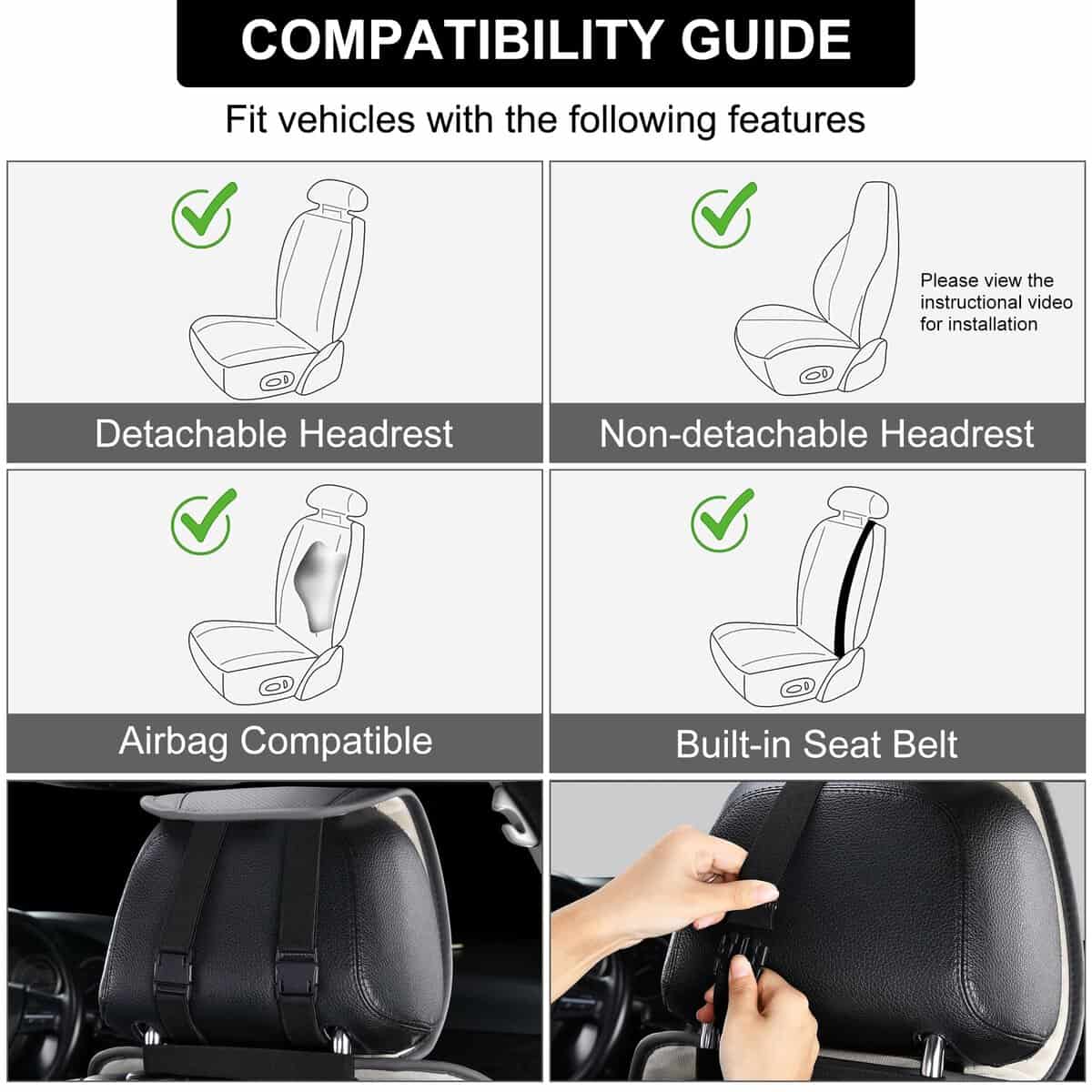 Cubre Asientos de Coche Delanteros de Cuero BWTJF, Juego de - Imagen 8