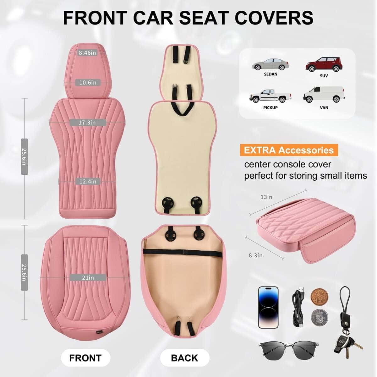 Cubre Asientos Delanteros de Auto Rosas BWTJF, 2 Piezas - Imagen 4