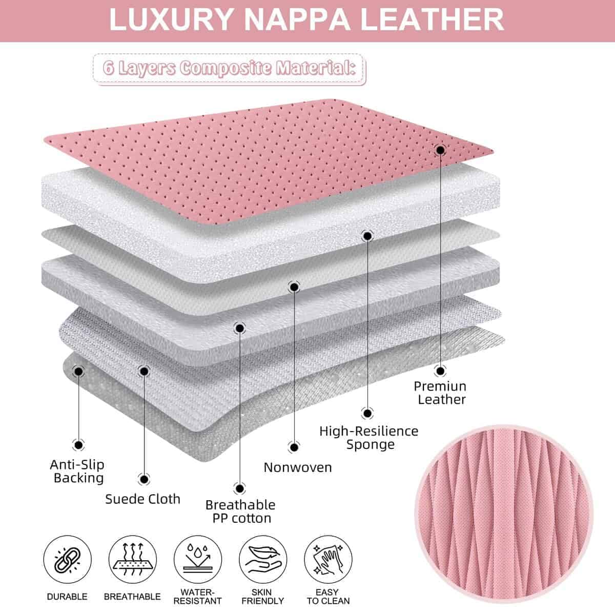 Cubre Asientos Delanteros de Auto Rosas BWTJF, 2 Piezas - Imagen 6