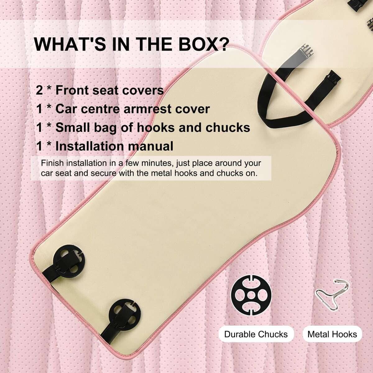 Cubre Asientos Delanteros de Auto Rosas BWTJF, 2 Piezas - Imagen 9