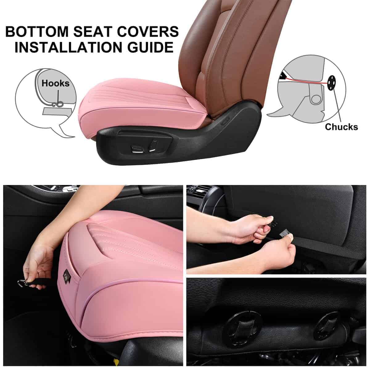 Cubre Asientos Delanteros de Auto Rosas BWTJF, 2 Piezas - Imagen 7