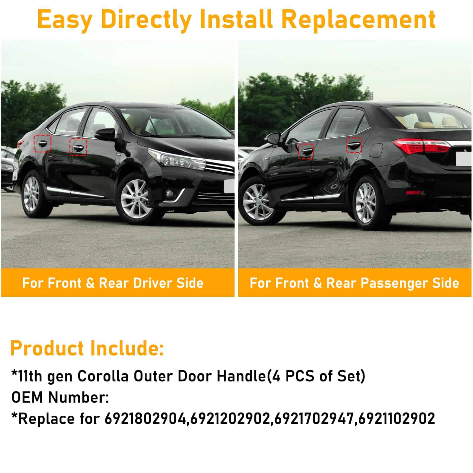 Manija de Puerta Compatible con Toyota Corolla 2014-2019, - Imagen 5