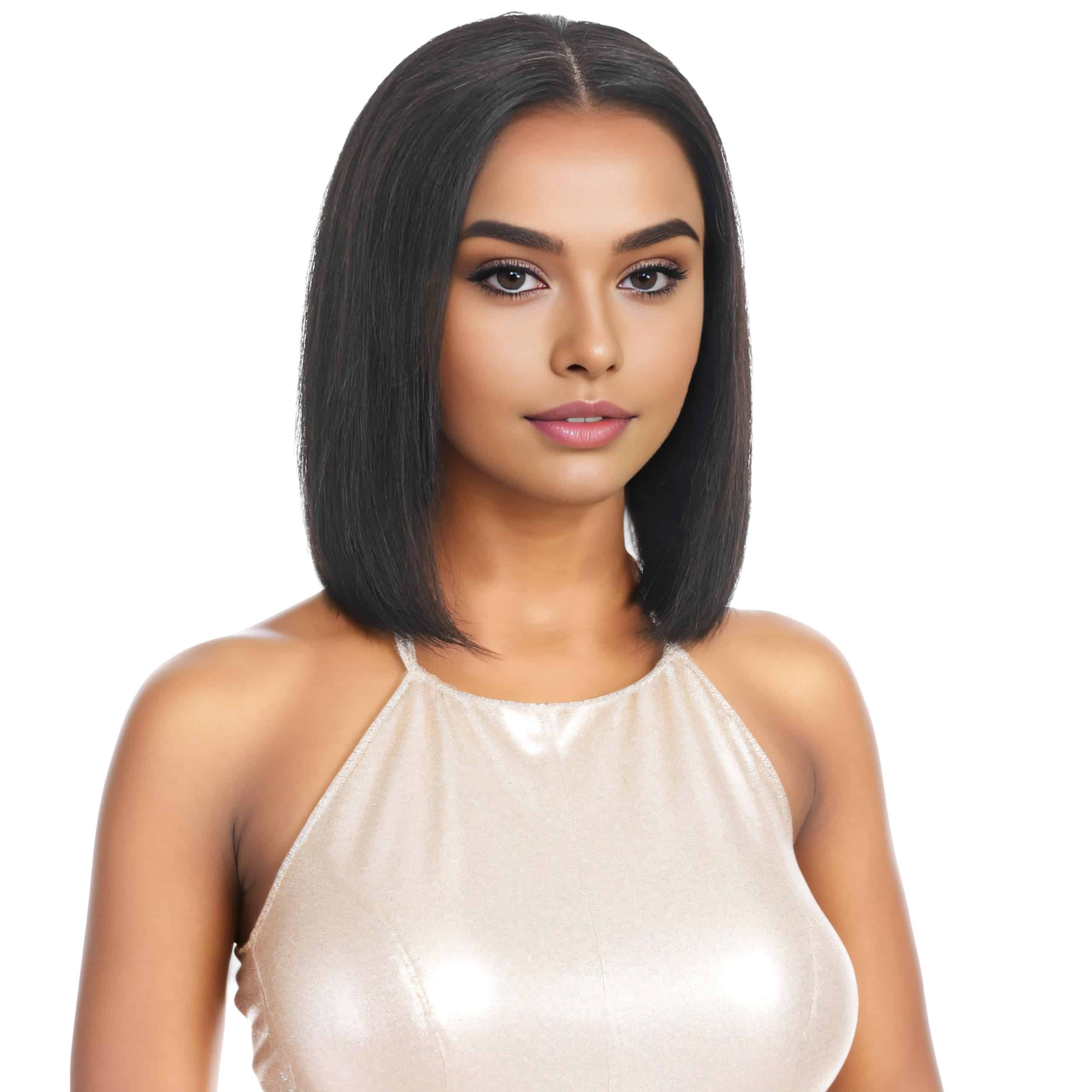 Peluca de Bob de 10 Pulgadas de Cabello Humano Real FUTAI -