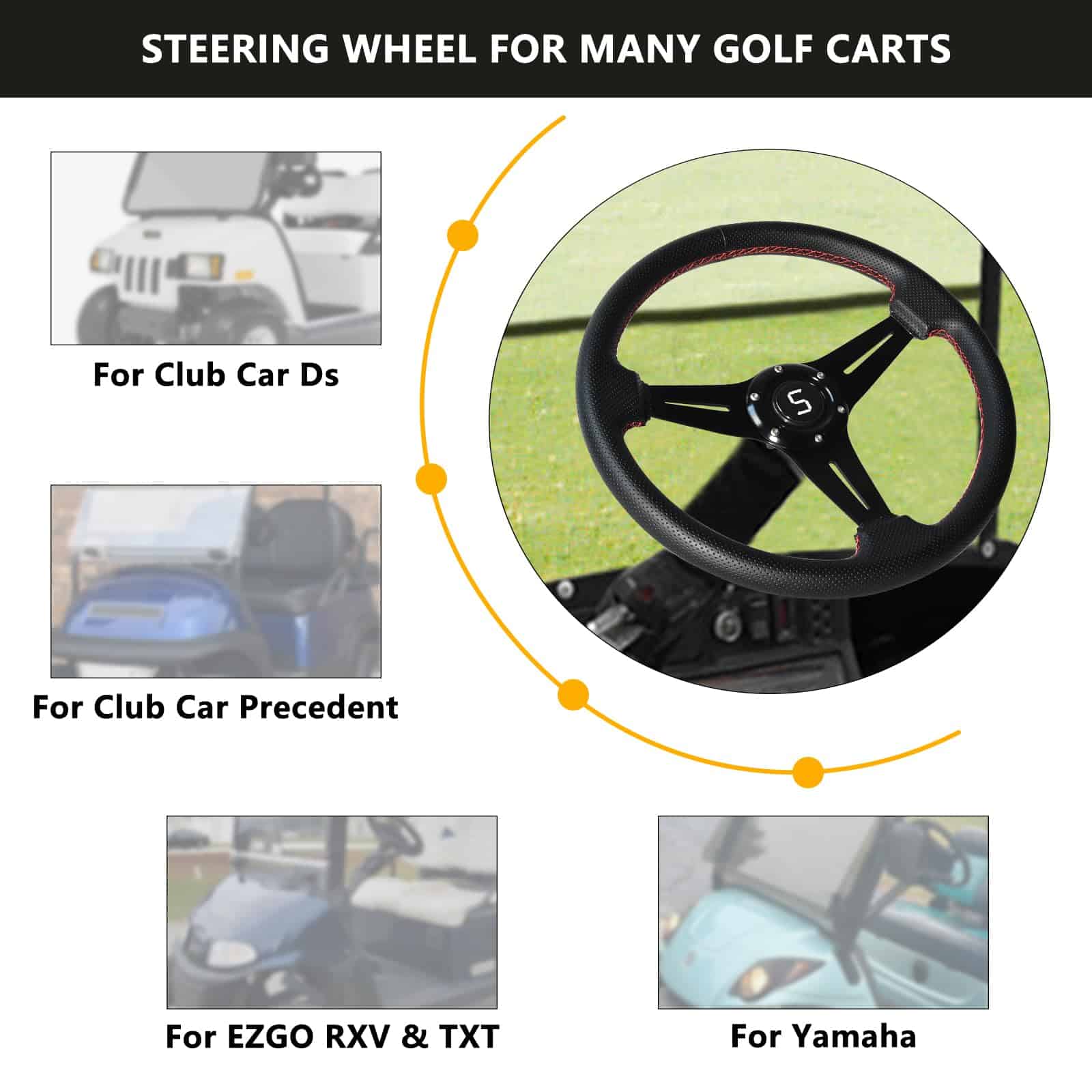 Volante Shu-Ran para Club Car EZGO Yamaha, 13.7"/350mm - Imagen 5