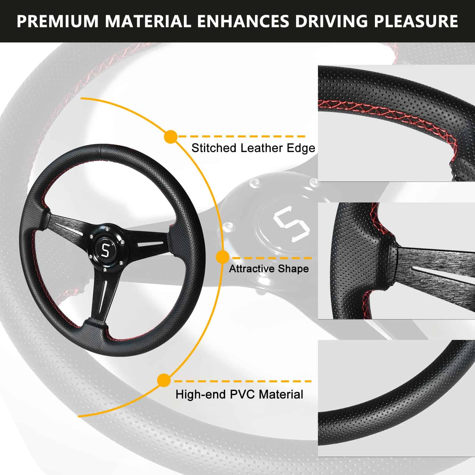 Volante Shu-Ran para Club Car EZGO Yamaha, 13.7"/350mm - Imagen 3