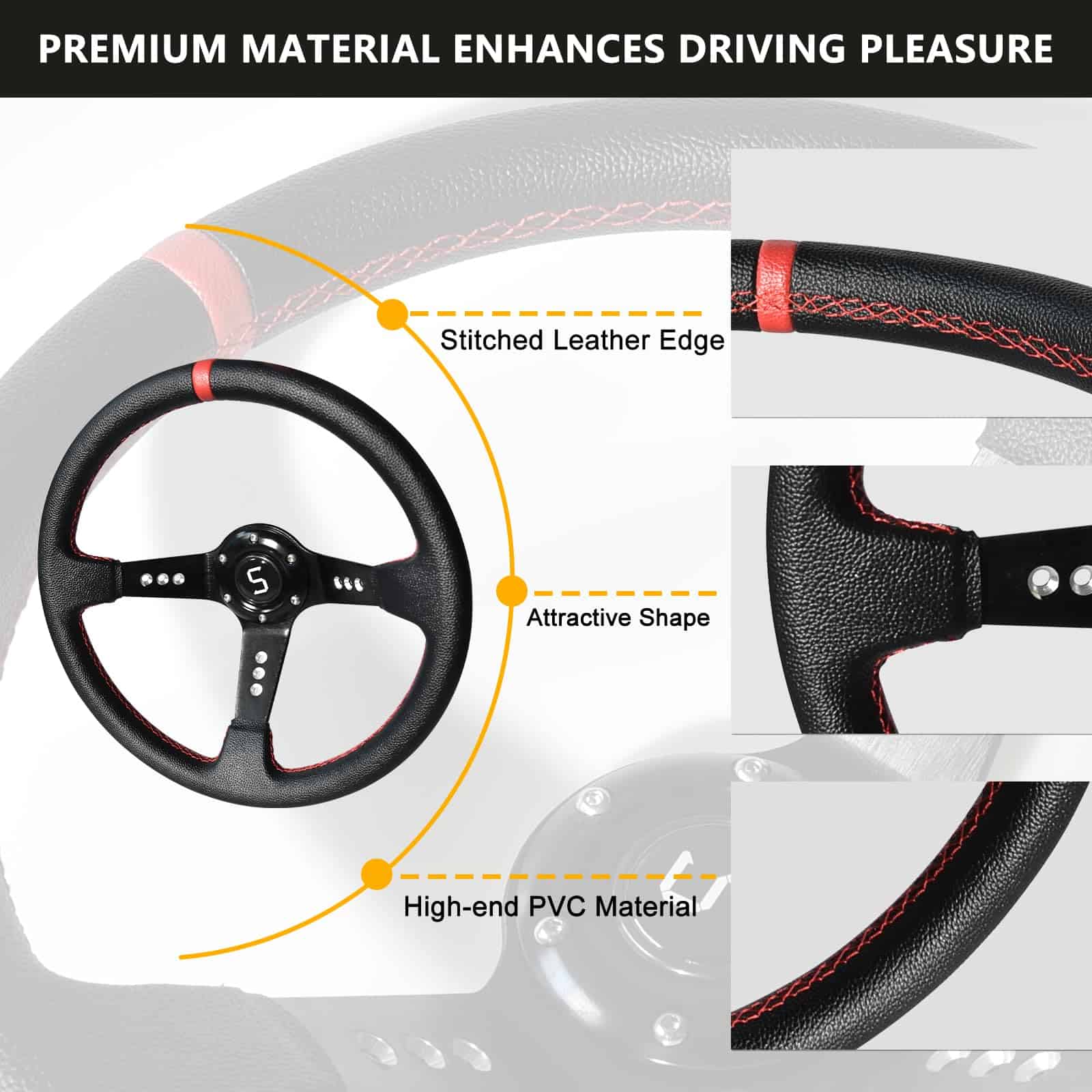 Volante Universal para Carritos de Golf Shu-Ran 13.7"/350mm - Imagen 3