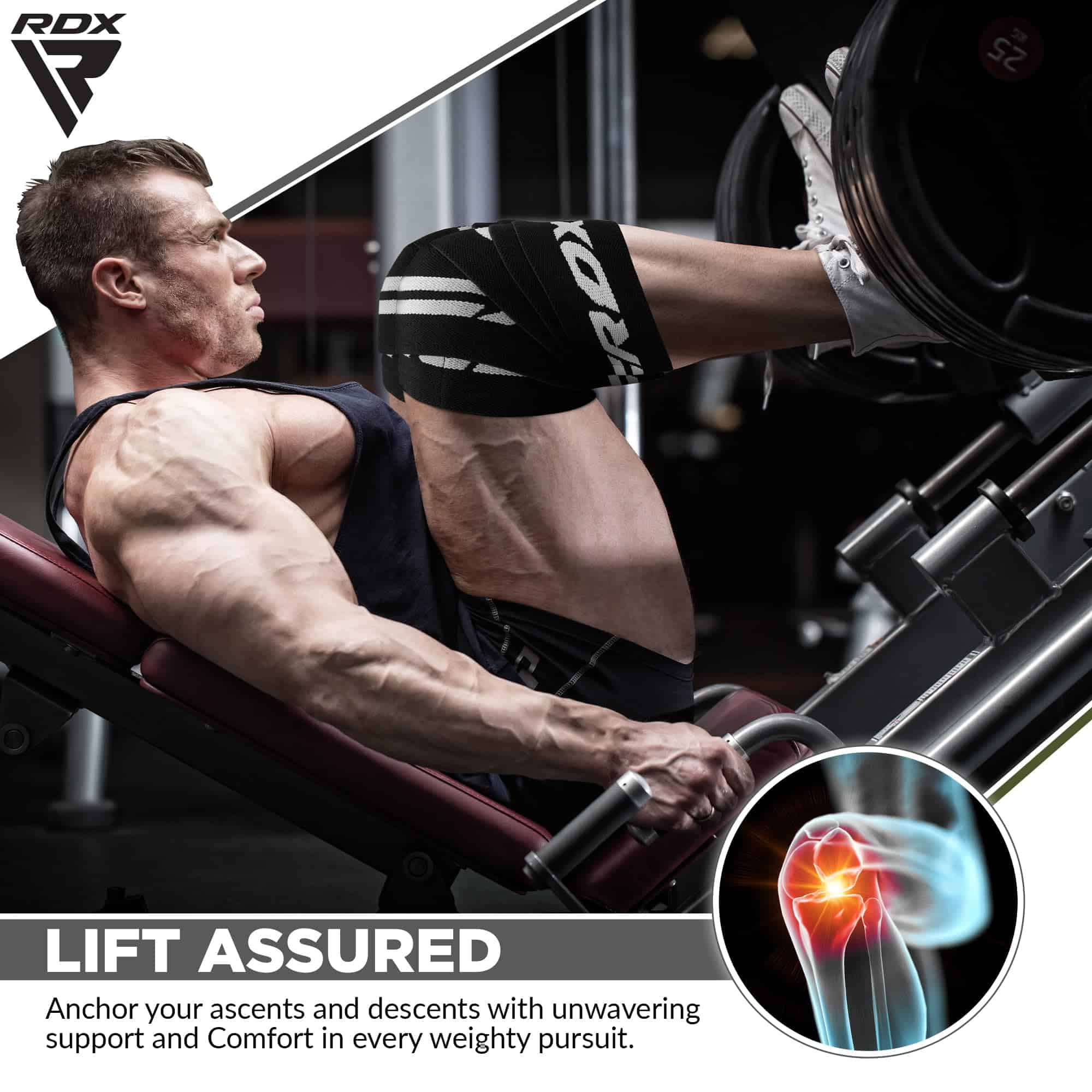 Vendas para Rodillas RDX para Levantamiento de Pesas, - Imagen 4