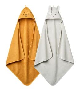 Toalla con Capucha para Bebé - Toallas de -Gris/Amarillo