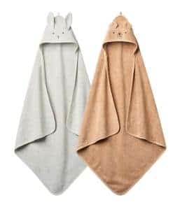Toalla con Capucha para Bebé - Toallas de -Gris Conejo/Natur