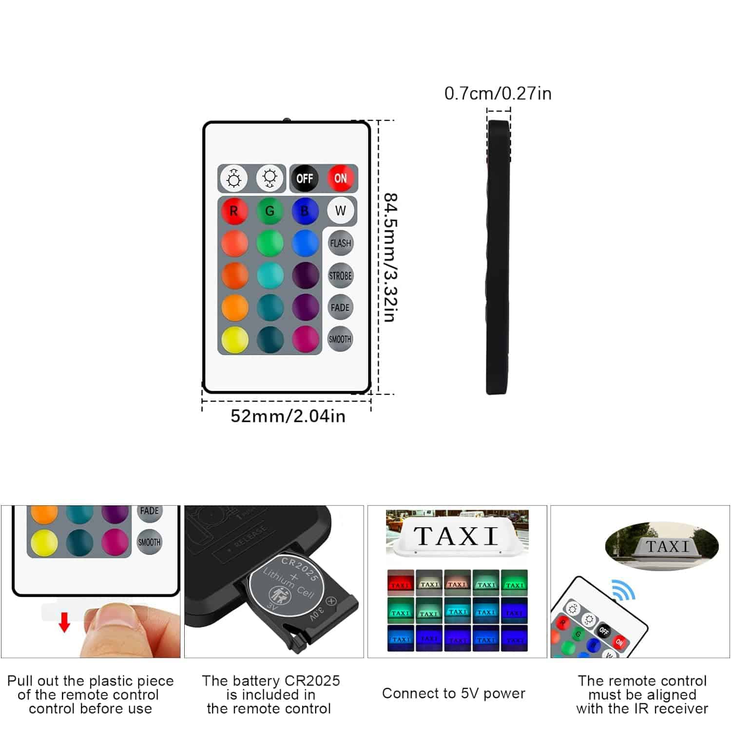 ABUKALIXIN Taxi Sign Cab Top Light Roof Driver con Batería - Imagen 9