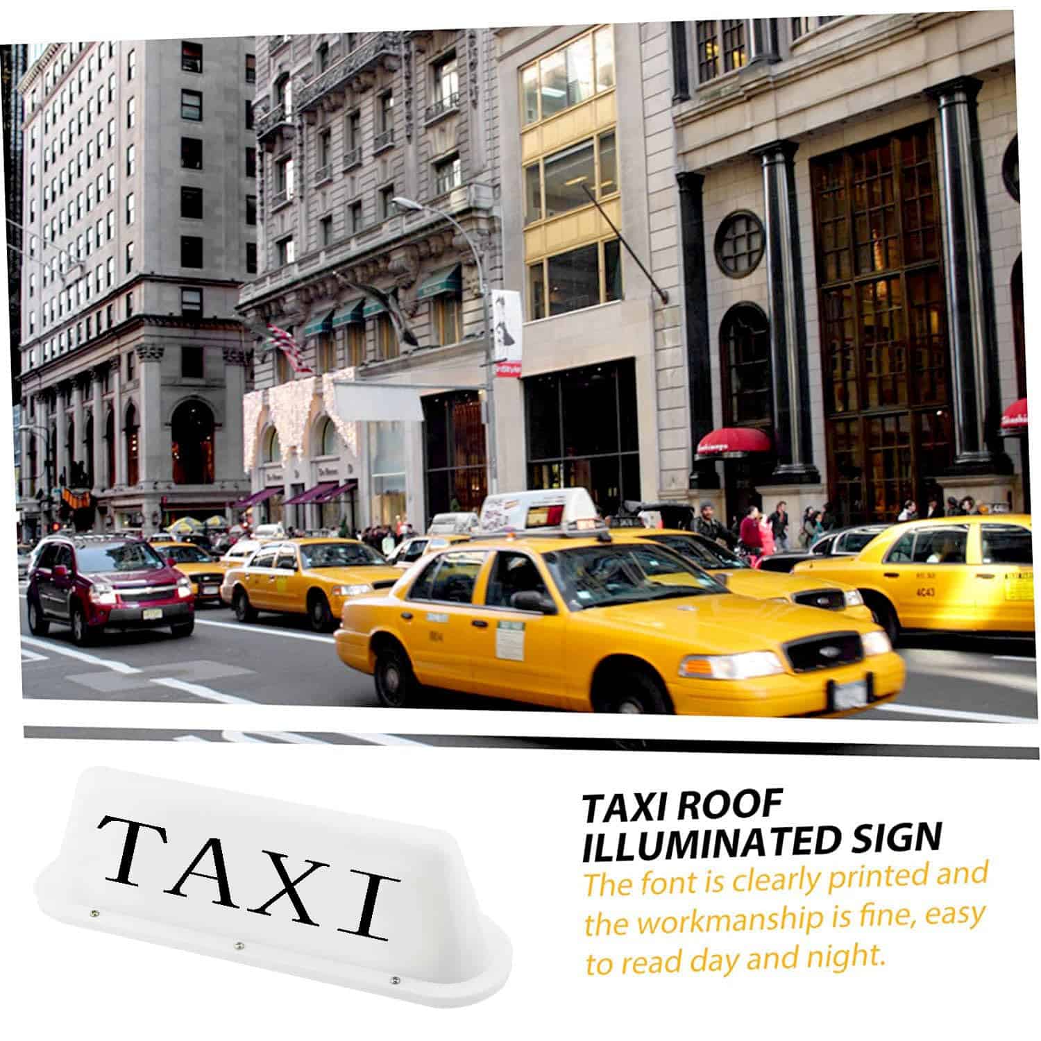 ABUKALIXIN Taxi Sign Cab Top Light Roof Driver con Batería - Imagen 5