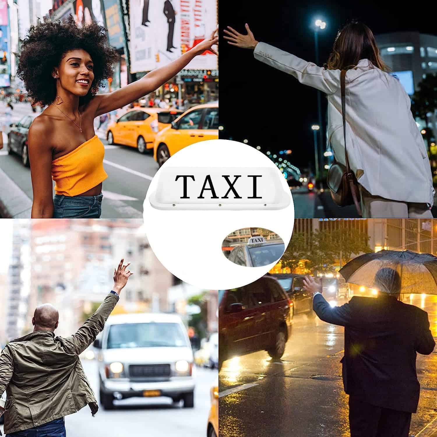 ABUKALIXIN Taxi Sign Cab Top Light Roof Driver con Batería - Imagen 6