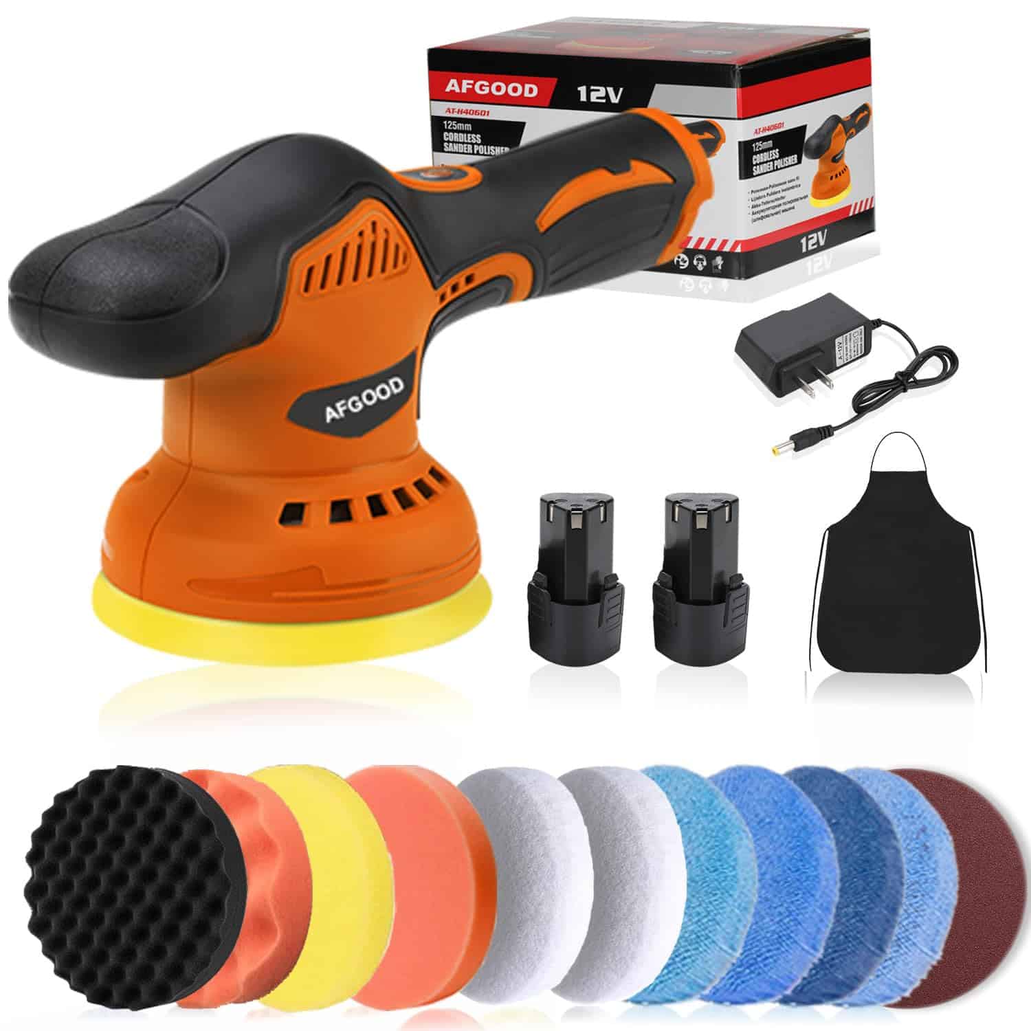 AFGOOD 18PCS Pulidora para Coche Inalámbrica,(5 Pulgadas/6