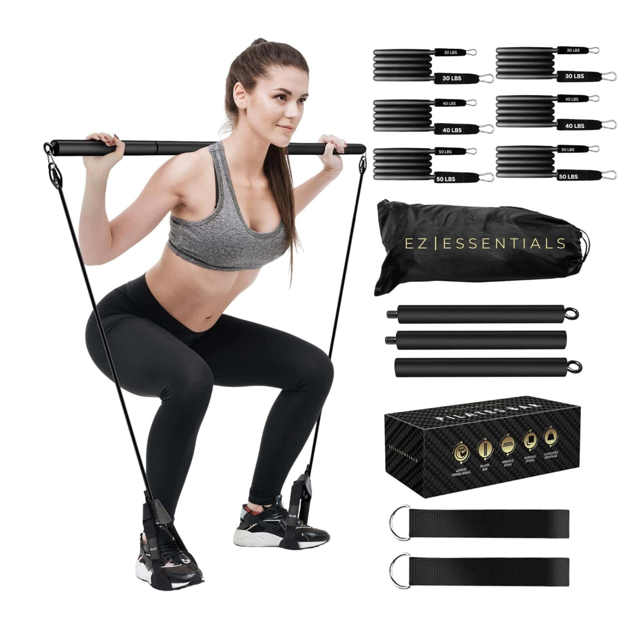 Kit de Barra de Pilates con Bandas de -Negro