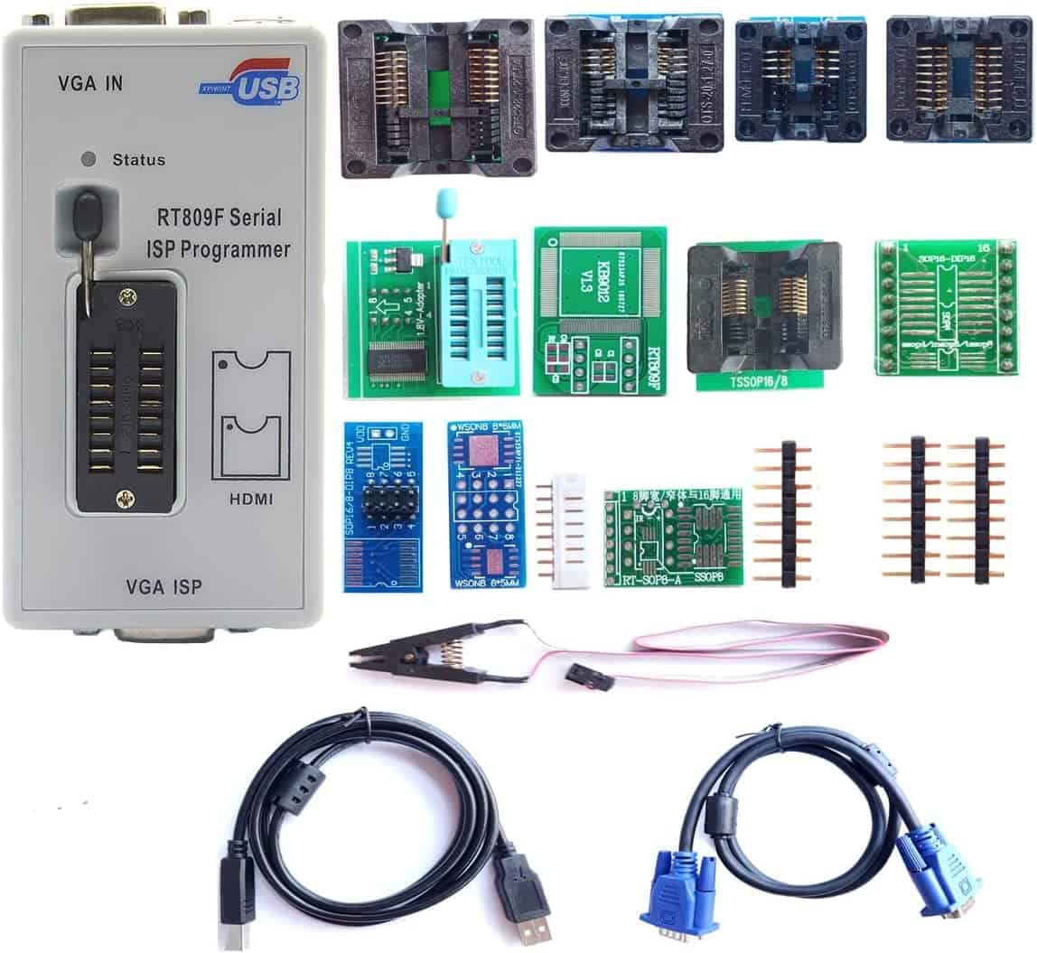 Programador RT809F con 12 Adaptadores IC Clip clamp