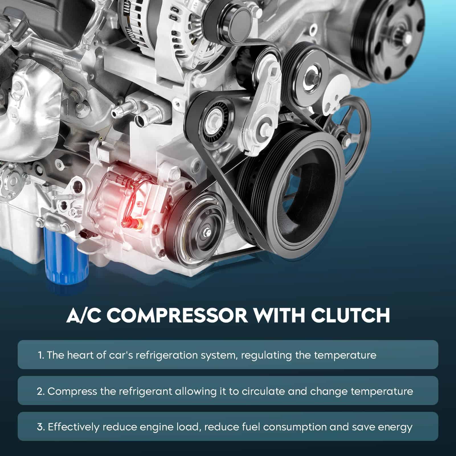 Compresor de A/A con Embrague Ajuste para Buick Regal 2L - Imagen 4